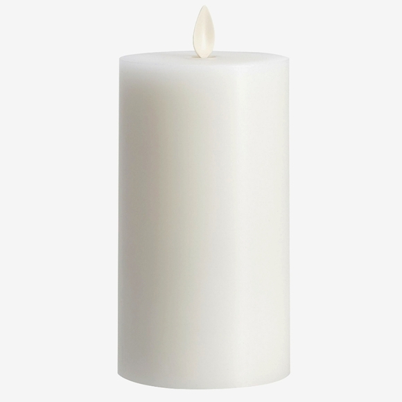 Premium Flickering Flameless Wax Pillar Candle, Retail Price, White & Ivory  - Picture 1 of 11